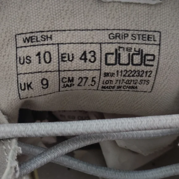 Hey Dude Welsh Grip Shoe Men's Light Gray Size 10 - Picture 8 of 8